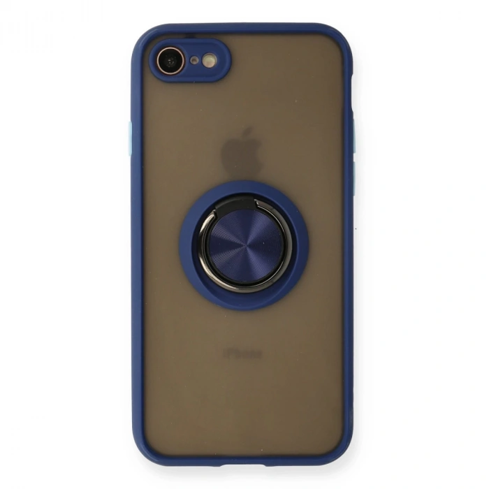 İphone 7 Kılıf Montreal Yüzüklü Silikon Kapak - Lacivert
