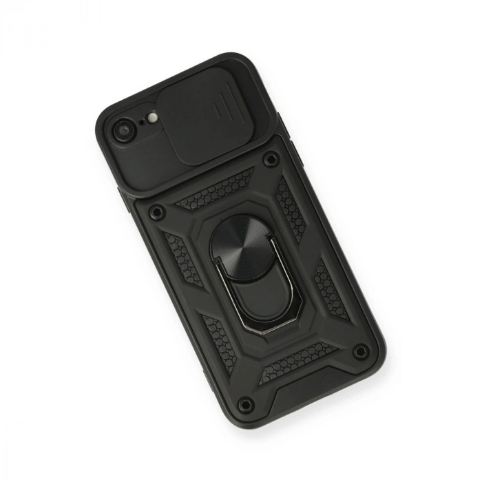 İphone 7 Kılıf Pars Lens Yüzüklü Silikon - Siyah