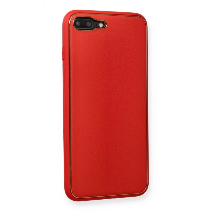 İphone 7 Plus Kılıf Coco Deri Silikon Kapak - Kırmızı