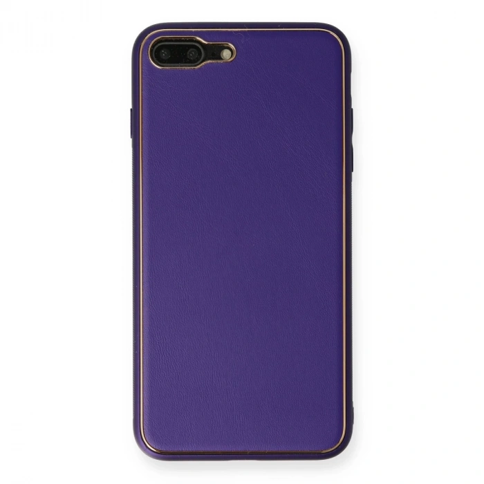 İphone 7 Plus Kılıf Coco Deri Silikon Kapak - Mor