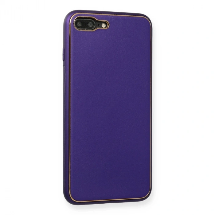 İphone 7 Plus Kılıf Coco Deri Silikon Kapak - Mor