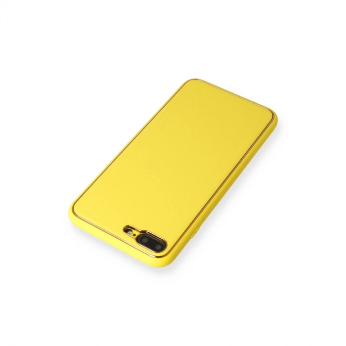 İphone 7 Plus Kılıf Coco Deri Silikon Kapak - Sarı