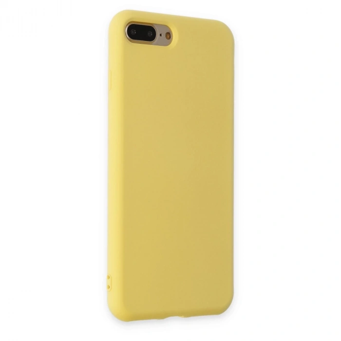 İphone 7 Plus Kılıf Nano İçi Kadife Silikon - Sarı
