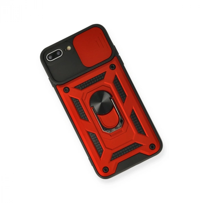 İphone 7 Plus Kılıf Pars Lens Yüzüklü Silikon - Kırmızı