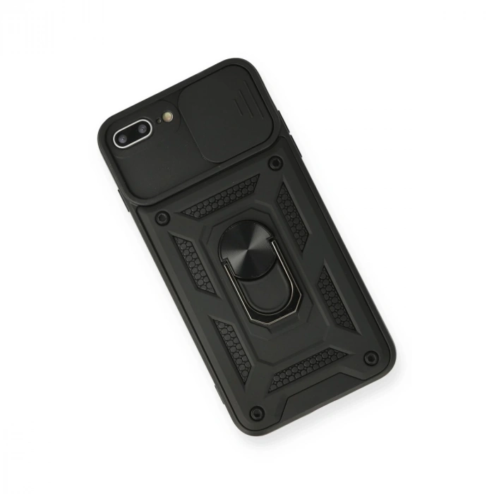 İphone 7 Plus Kılıf Pars Lens Yüzüklü Silikon - Siyah