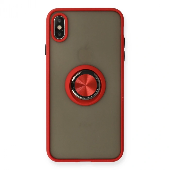 İphone X Kılıf Montreal Yüzüklü Silikon Kapak - Kırmızı