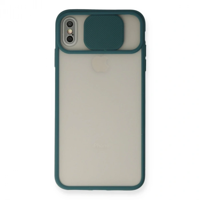 İphone X Kılıf Palm Buzlu Kamera Sürgülü Silikon - Yeşil