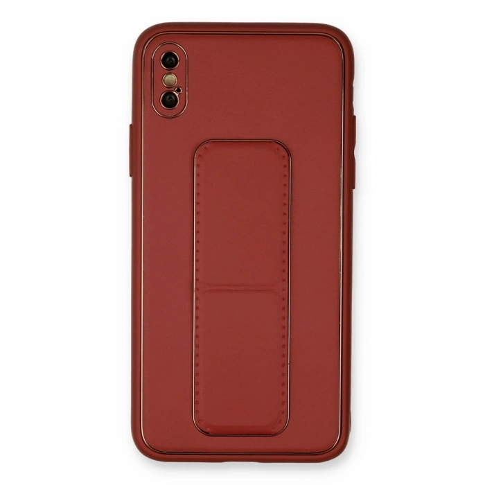 İphone Xs Max Kılıf Coco Deri Standlı Kapak - Fuşya