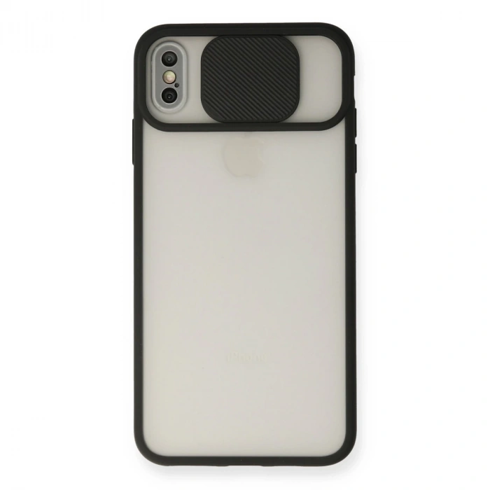 İphone Xs Max Kılıf Palm Buzlu Kamera Sürgülü Silikon - Siyah