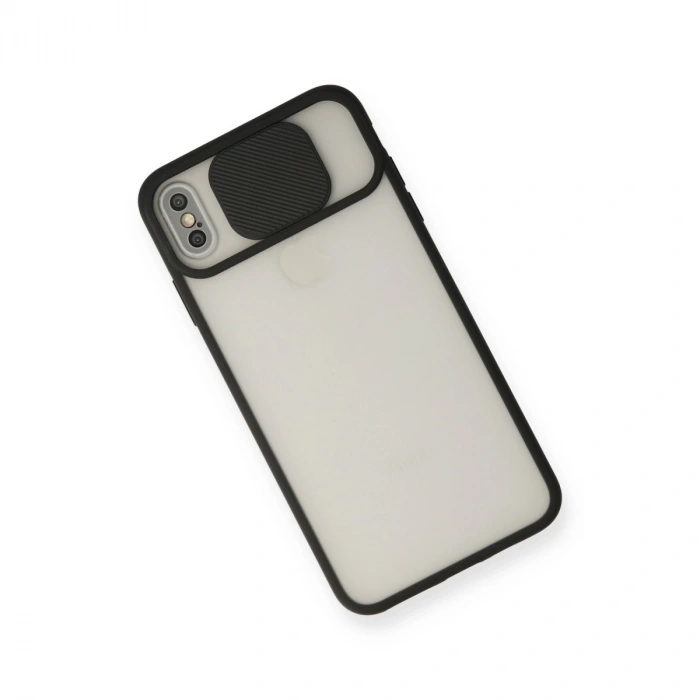 İphone Xs Max Kılıf Palm Buzlu Kamera Sürgülü Silikon - Siyah