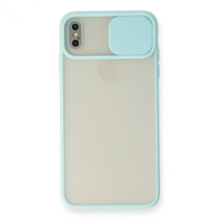 İphone Xs Max Kılıf Palm Buzlu Kamera Sürgülü Silikon - Turkuaz