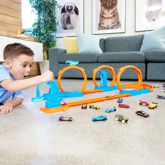 Jdw39 Hot Wheels Track Creator Triple Loop Speed Kit