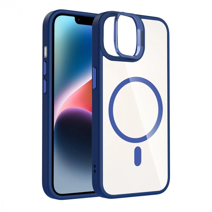 Joko Apple İphone 11 Remim Lensli Magsafe Standlı Kapak - Lacivert