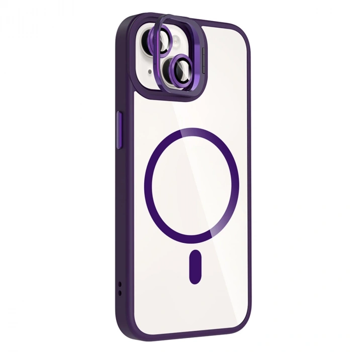 Joko Apple İphone 13 Remim Lensli Magsafe Standlı Kapak - Derin Mor