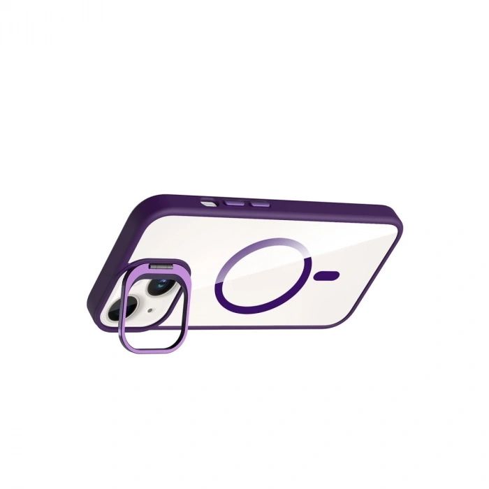 Joko Apple İphone 13 Remim Lensli Magsafe Standlı Kapak - Derin Mor