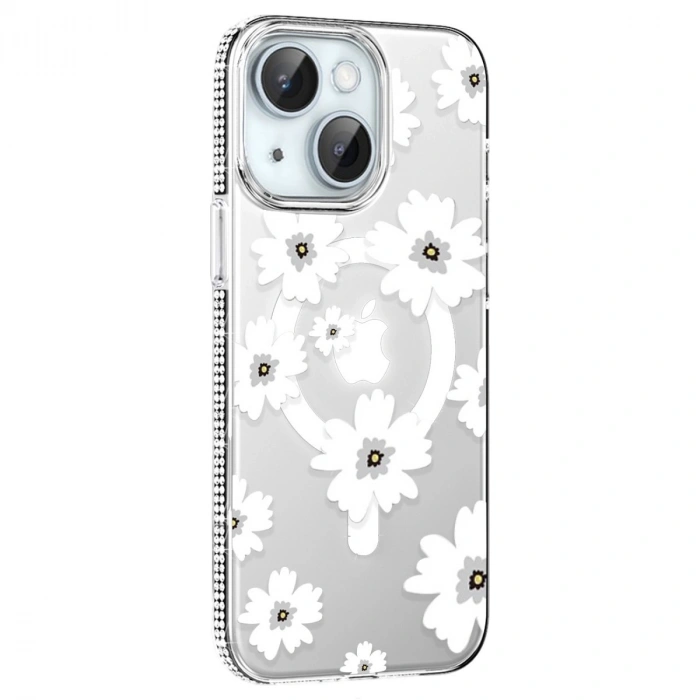Joko Apple İphone 14 Floral Magsafe Kapak - Beyaz