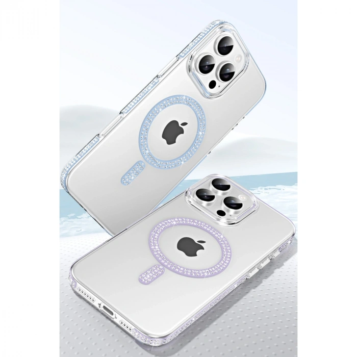 Joko Apple İphone 14 Pro Max Move Taşlı Magsafe Kapak - Mavi