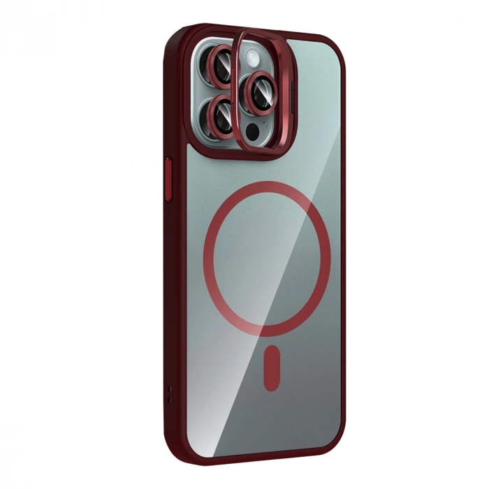 Joko Apple İphone 14 Pro Max Remim Lensli Magsafe Standlı Kapak - Bordo