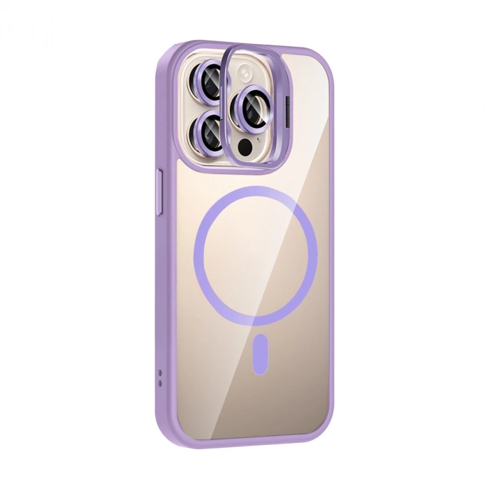 Joko Apple İphone 14 Pro Max Remim Lensli Magsafe Standlı Kapak - Lila