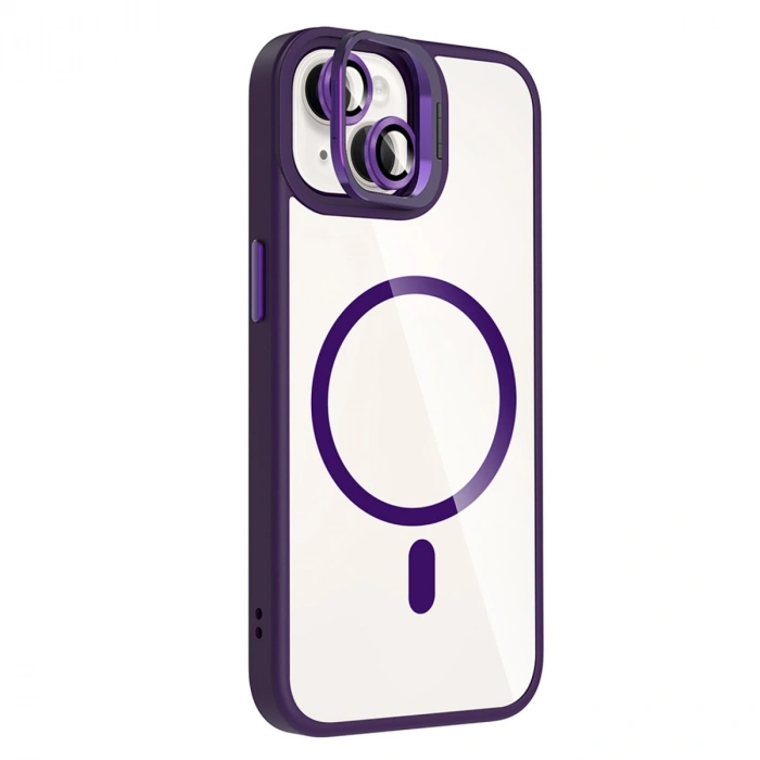 Joko Apple İphone 14 Remim Lensli Magsafe Standlı Kapak - Derin Mor