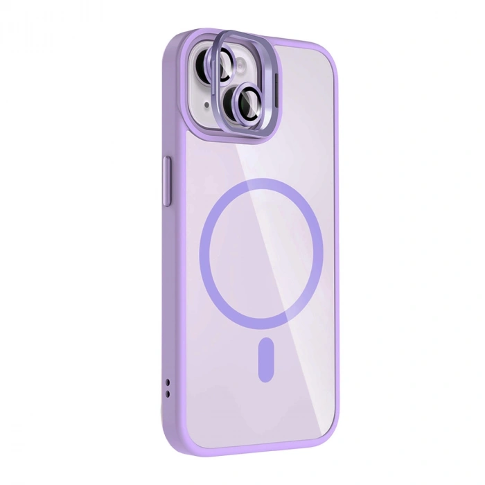 Joko Apple İphone 14 Remim Lensli Magsafe Standlı Kapak - Lila