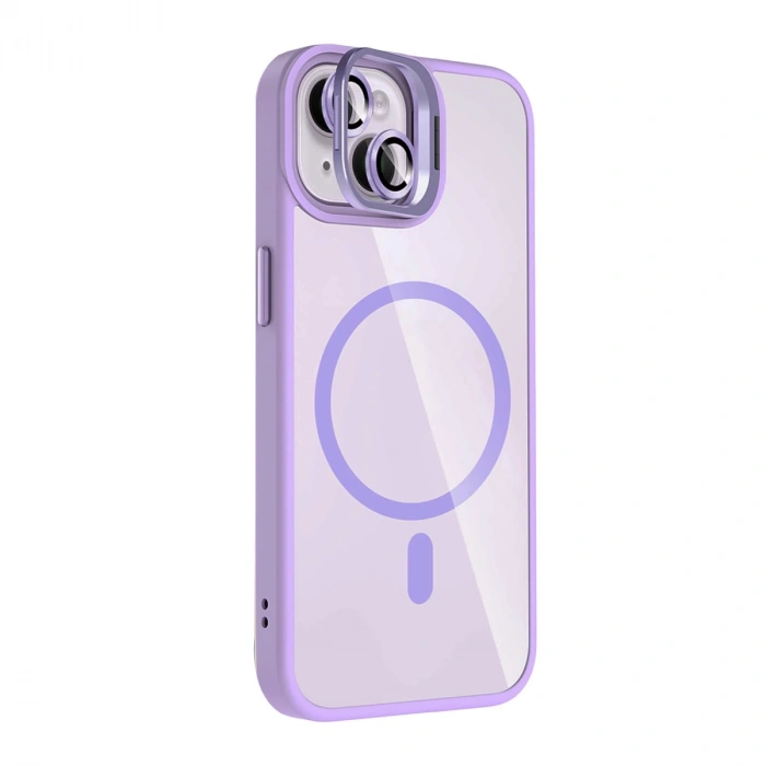 Joko Apple İphone 14 Remim Lensli Magsafe Standlı Kapak - Lila