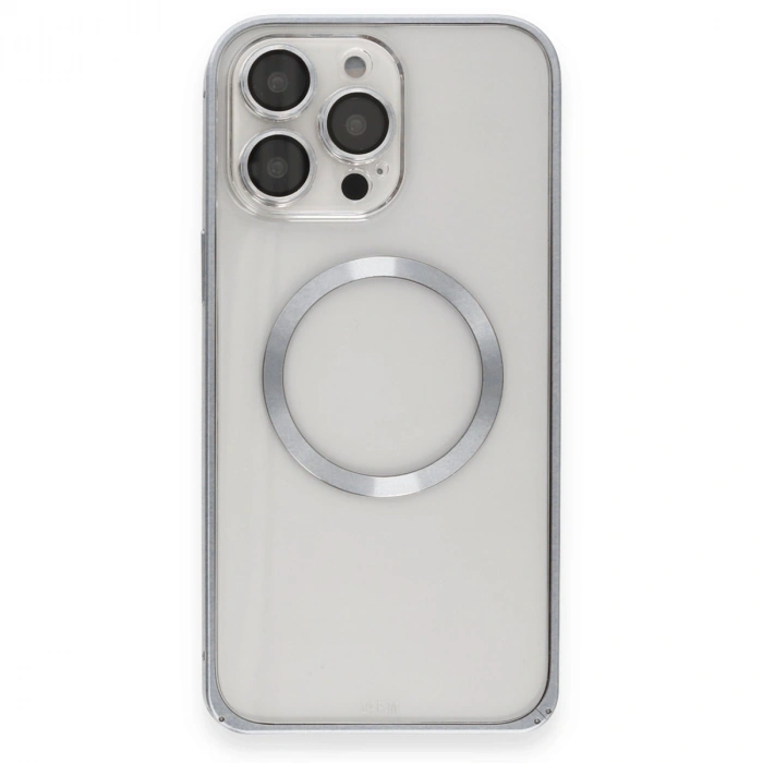 Joko Apple İphone 15 Pro Max Kılıf Metal Bumper Magneticsafe Kapak - Gri