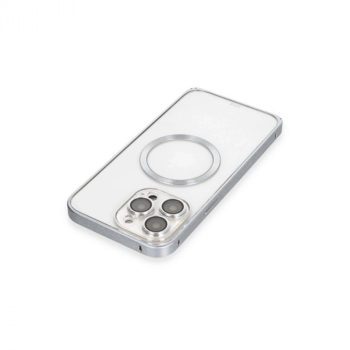 Joko Apple İphone 15 Pro Max Kılıf Metal Bumper Magneticsafe Kapak - Gri