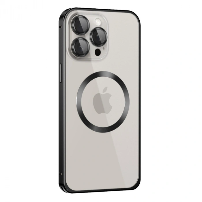 Joko Apple İphone 15 Pro Max Kılıf Metal Bumper Magneticsafe Kapak - Siyah