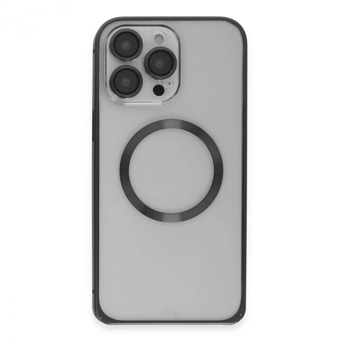Joko Apple İphone 15 Pro Max Kılıf Metal Bumper Magneticsafe Kapak - Siyah