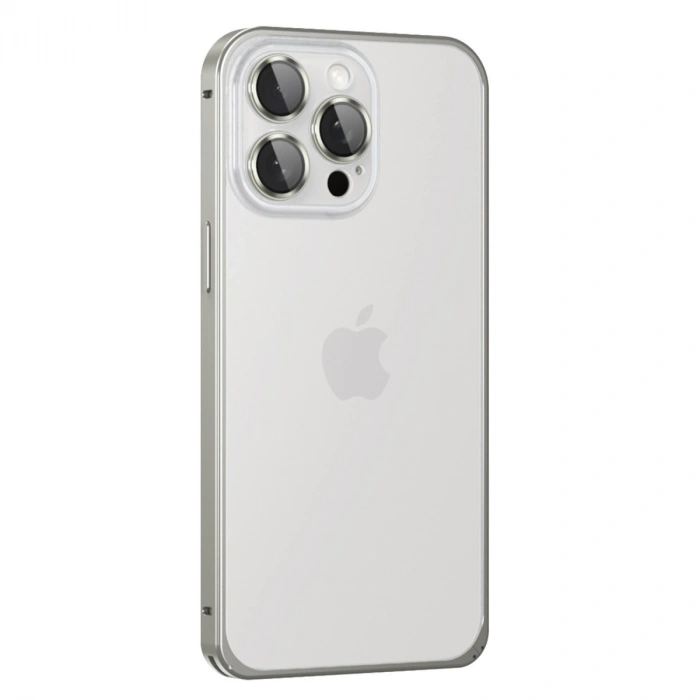Joko Apple İphone 15 Pro Max Metal Bumper Mat Kapak - Gri