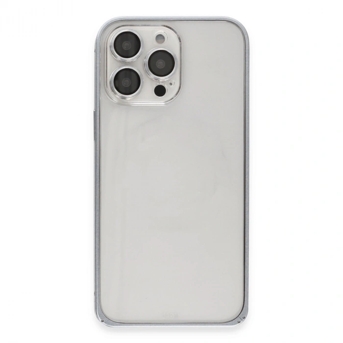Joko Apple İphone 15 Pro Max Metal Bumper Mat Kapak - Gri
