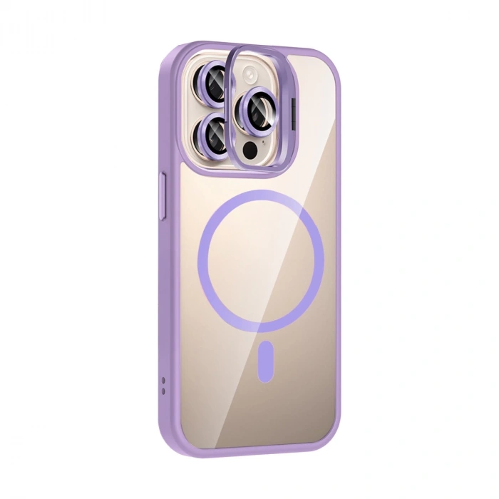Joko Apple İphone 15 Pro Max Remim Lensli Magsafe Standlı Kapak - Lila