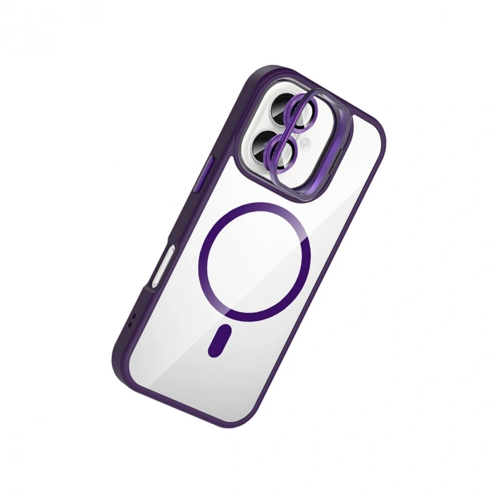 Joko Apple İphone 16 Plus Remim Lensli Magsafe Standlı Kapak - Derin Mor