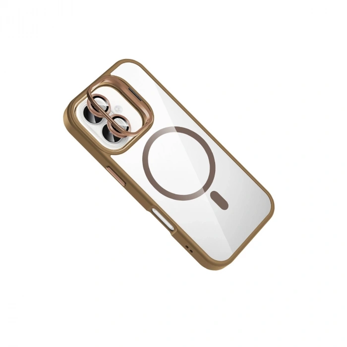 Joko Apple İphone 16 Plus Remim Lensli Magsafe Standlı Kapak - Kahverengi