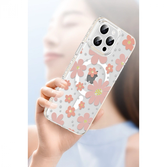 Joko Apple İphone 16 Pro Floral Magsafe Kapak - Pembe