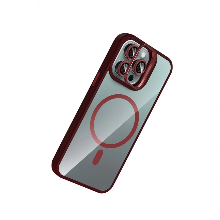 Joko Apple İphone 16 Pro Max Remim Lensli Magsafe Standlı Kapak - Bordo
