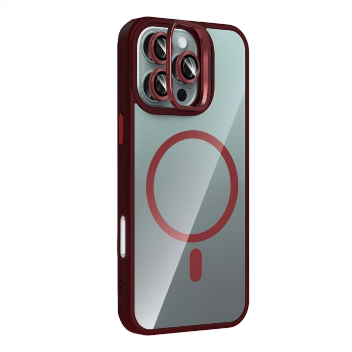 Joko Apple İphone 16 Pro Remim Lensli Magsafe Standlı Kapak - Bordo