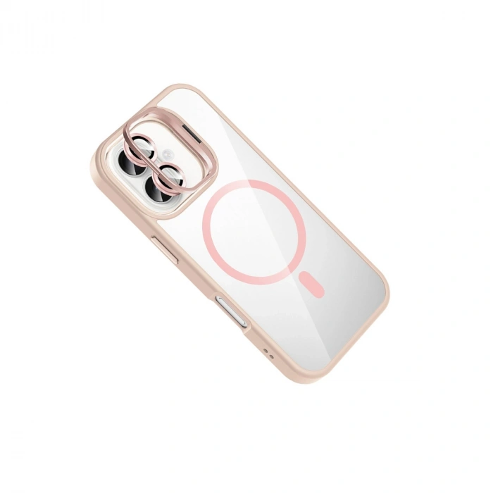 Joko Apple İphone 16 Remim Lensli Magsafe Standlı Kapak - Pembe
