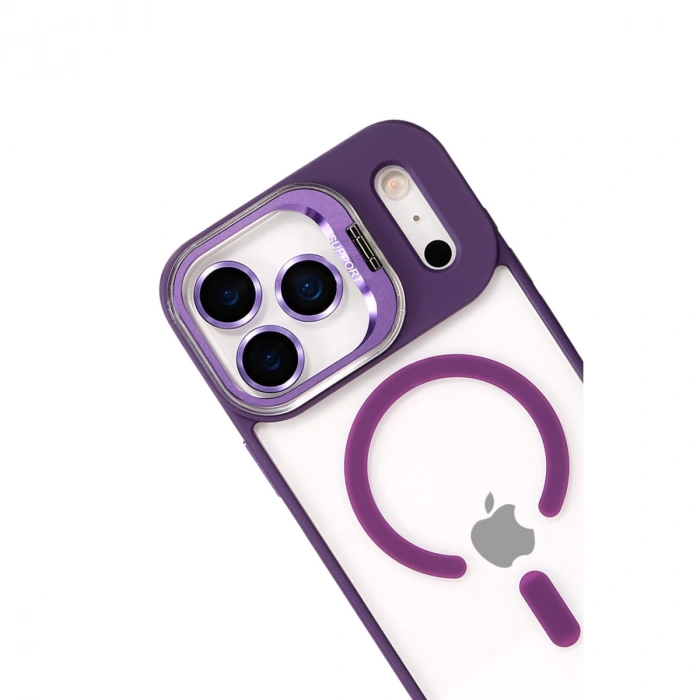 Joko Apple İphone 17 Pro Max Remim Lensli Magsafe Standlı Kapak - Derin Mor