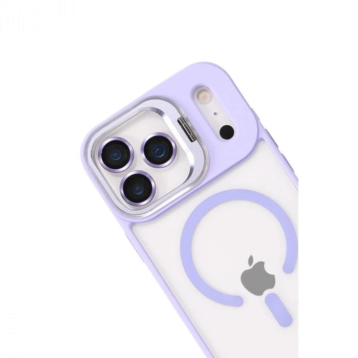 Joko Apple İphone 17 Pro Max Remim Lensli Magsafe Standlı Kapak - Lila