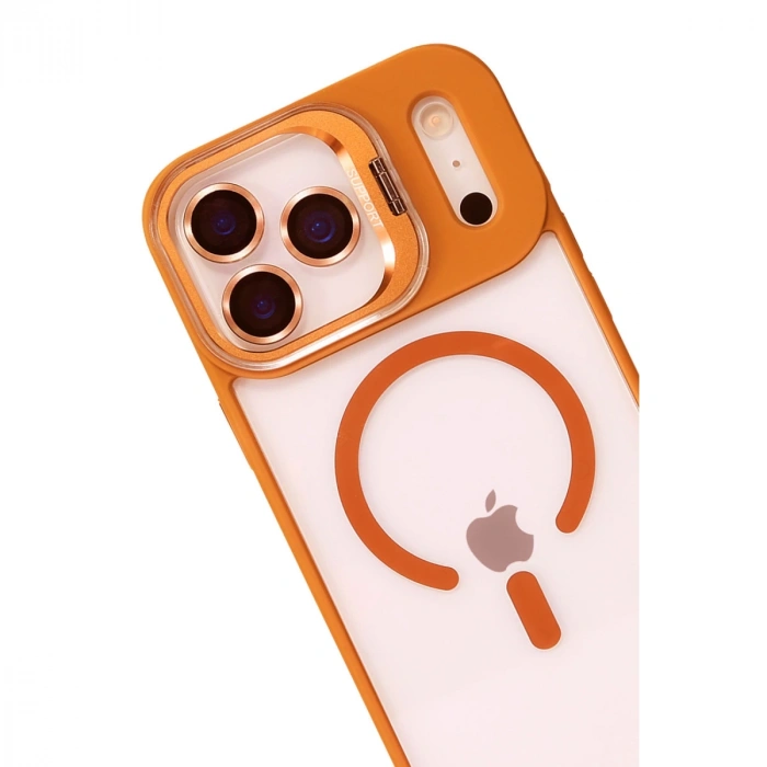 Joko Apple İphone 17 Pro Max Remim Lensli Magsafe Standlı Kapak - Turuncu
