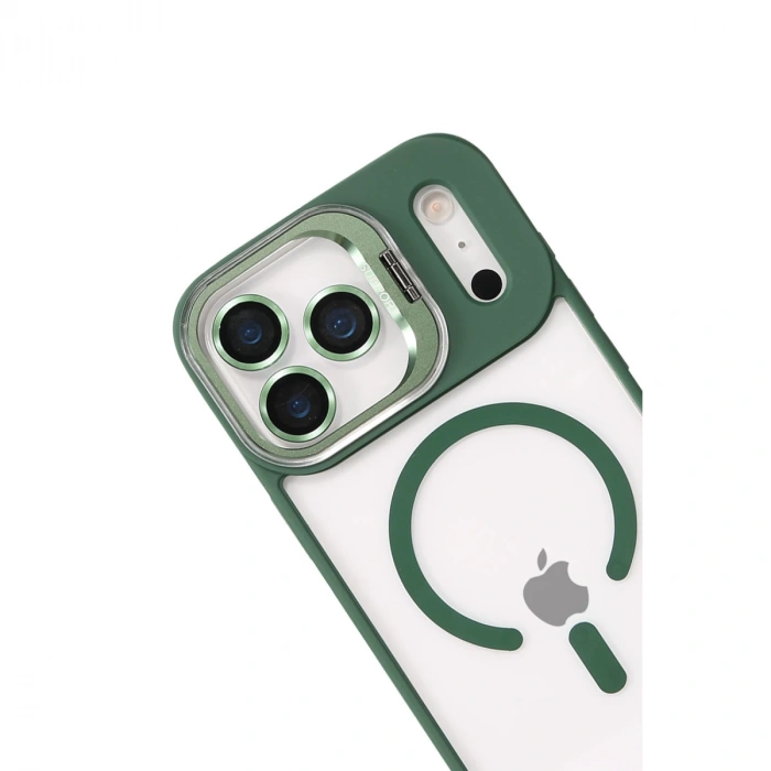 Joko Apple İphone 17 Pro Remim Lensli Magsafe Standlı Kapak - Koyu Yeşil