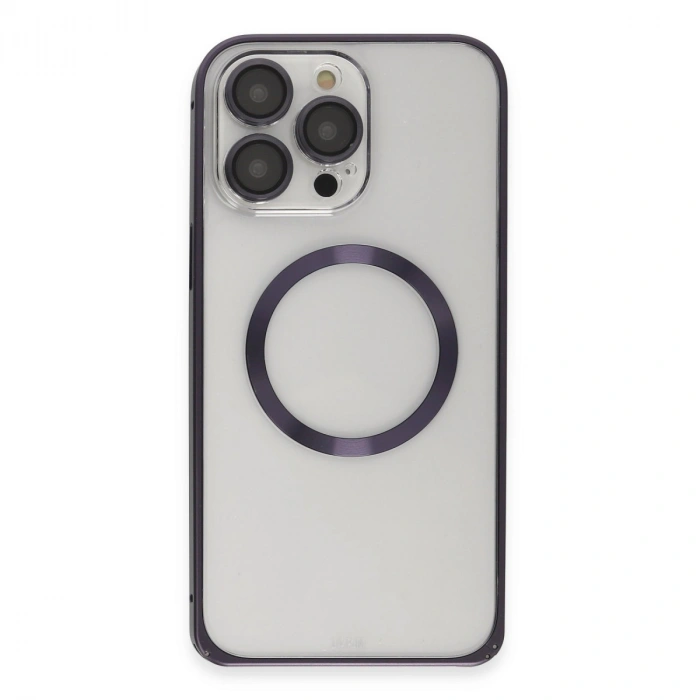 Joko İphone 14 Pro Kılıf Metal Bumper Magneticsafe Kapak - Derin Mor