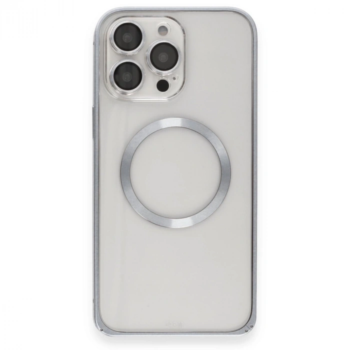 Joko İphone 15 Pro Kılıf Metal Bumper Magneticsafe Kapak - Gri