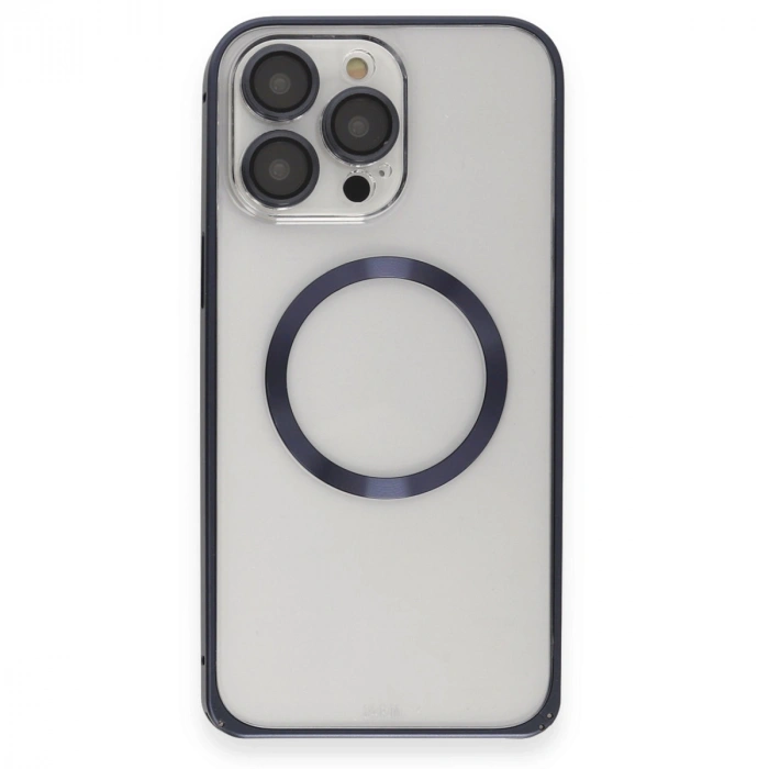 Joko İphone 15 Pro Max Kılıf Metal Bumper Magneticsafe Kapak - Lacivert