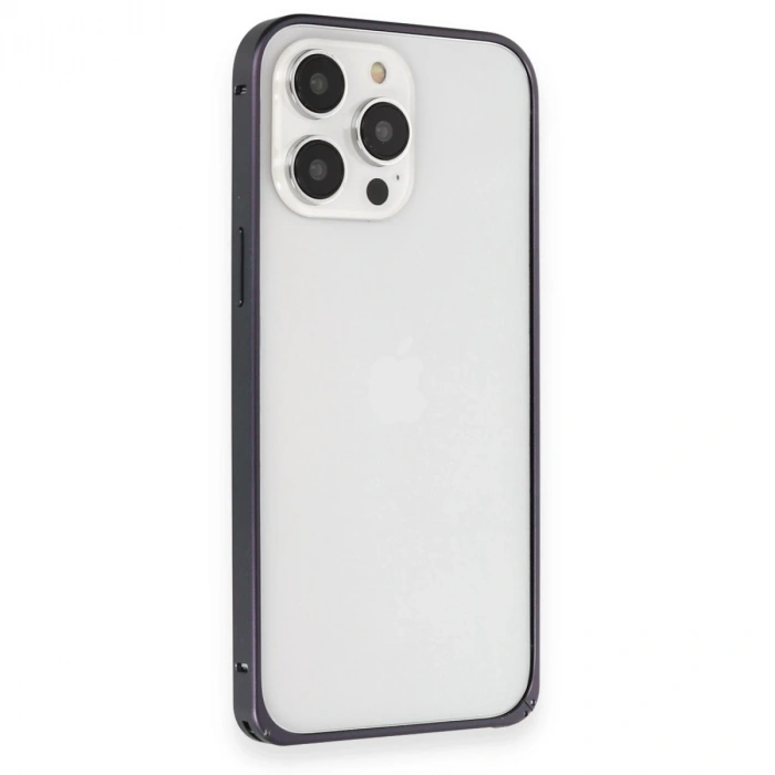 Joko İphone 15 Pro Max Kılıf Metal Bumper Magneticsafe Kapak - Lacivert