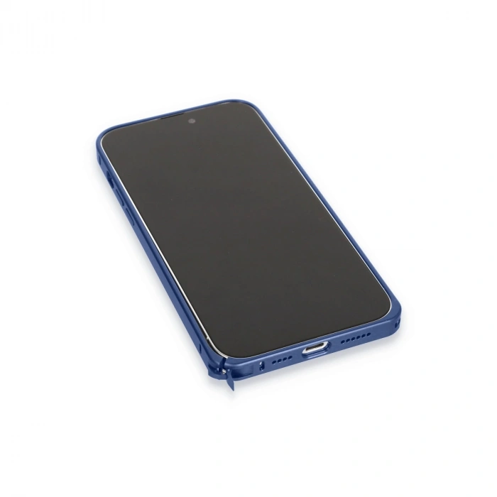 Joko İphone 15 Pro Max Metal Bumper Mat Kapak - Lacivert