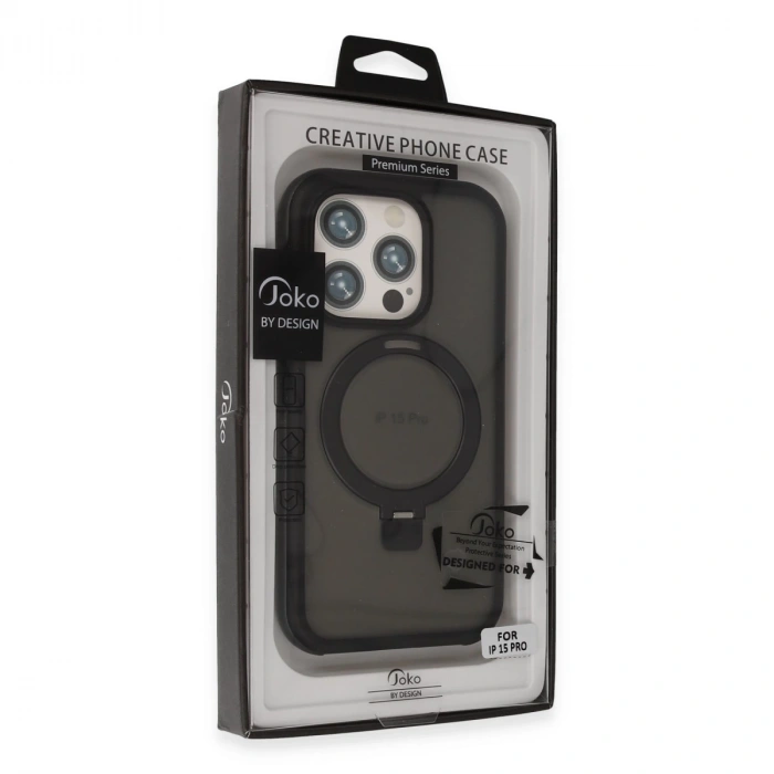 Joko İphone 15 Pro Max Zorda Airbag Magsafe Standlı Kapak - Titan Gri