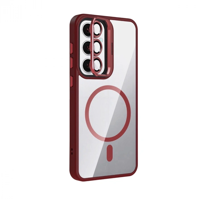 Joko Samsung Galaxy S24 Fe Remim Lensli Magsafe Standlı Kapak - Bordo